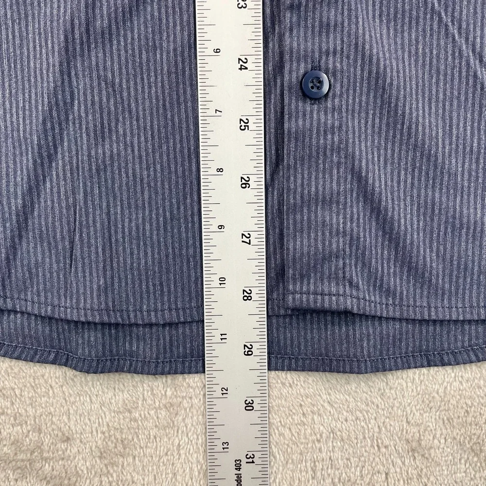 Lululemon Bonded Voyage Shirt Men‎ XL Heather Navy Striped Performance Wicking